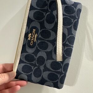 Coach Blue and Cream Wristlet